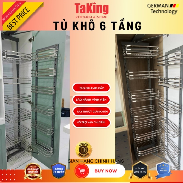 TỦ ĐỒ KHÔ 6 TẦNG NAN DẸT SUS 304 TAKING