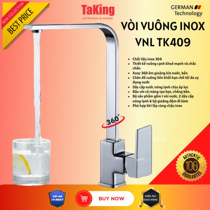 VÒI CHÉN VUÔNG NÓNG LẠNH - VNL TK409B TAKING